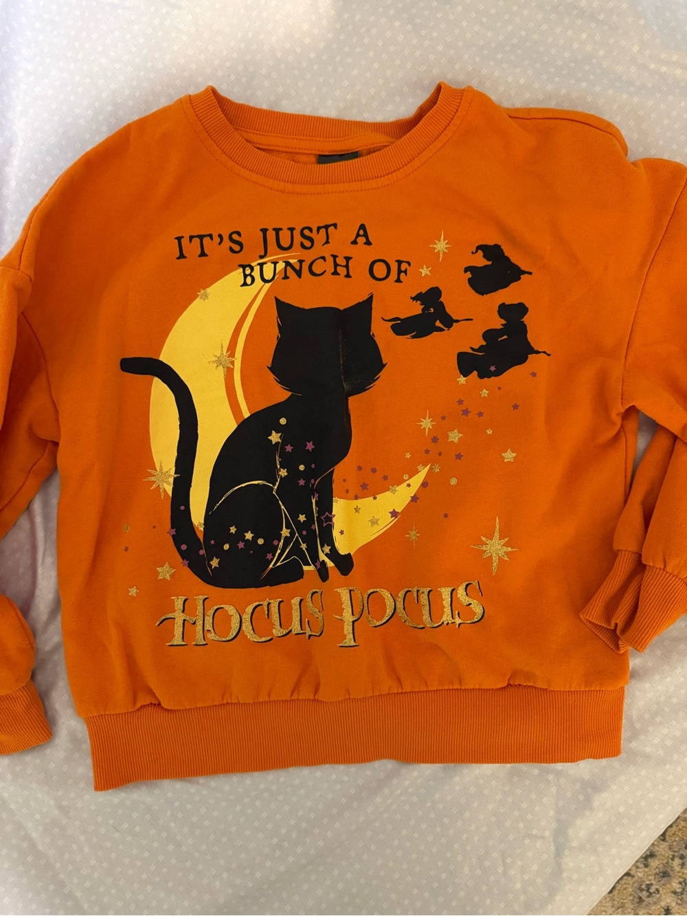 Hocus Pocus Orange Halloween Sweatshirt with Black Cat